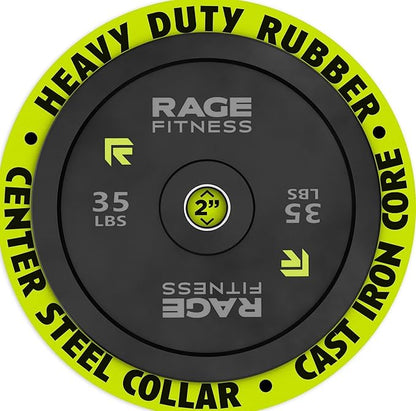 Olympic Bumper Plates, Rubber Formula With Steel Insert (10lb, 15lb, 25lb, 35lb, 45lb - SOLD INDIVIDUALLY), Olympic Weight Plates for Strength Training, Bench Press, Squats, Powerlifting