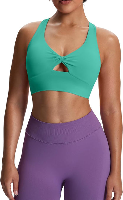 Aoxjox Women's Workout Sports Bras Twist Front Fitness Training Gym Bra Yoga Crop Lola Tank