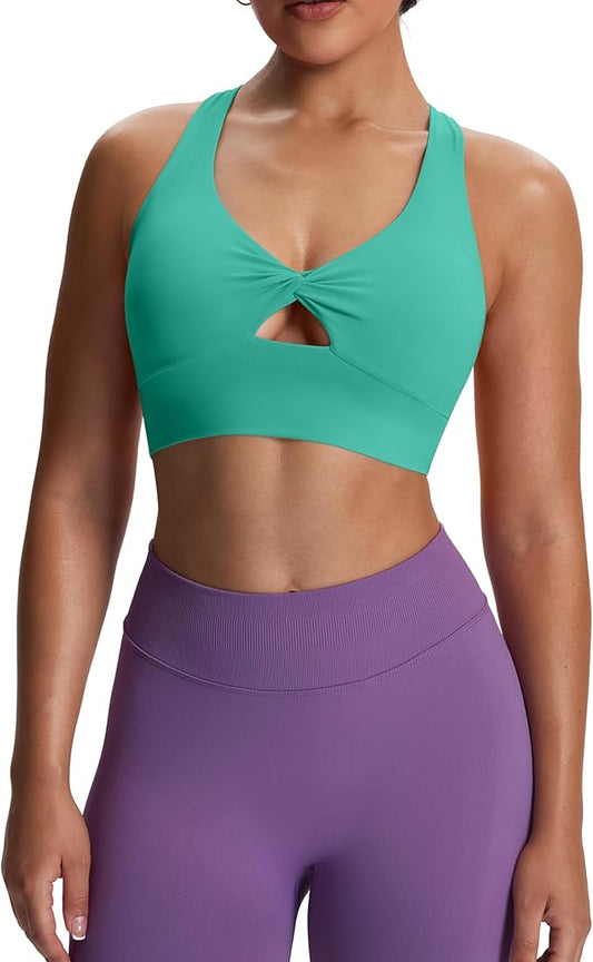 Aoxjox Women's Workout Sports Bras Twist Front Fitness Training Gym Bra Yoga Crop Lola Tank