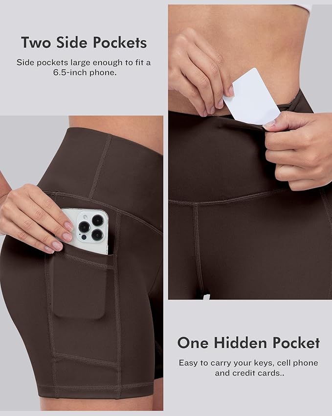 LZYVOO Biker Spandex Shorts Women, High Waisted Tummy Control Workout Yoga Shorts with Pockets