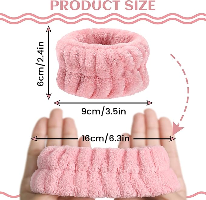 Wrist Towels for Face Washing, Women's Microfiber Spa Wash Face Wrist Towel Band, Absorbent Wrist Sweatband for Girls, Prevent Water from Spilling Down Your Arms 8Pcs