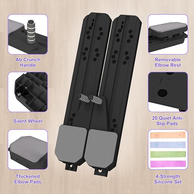 Pilates Board for Home Workout, Pilates Reformer Set for Core, Strength and Balance Training, Multi-Purpose Protable Pilates Reformer Machine for Women and Men