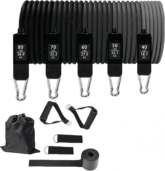 Heavy Resistance Bands Serious Steel Workout Bands - Multi-Functional Adjustable Detachable High Elasticity Non-Slip Durable for Full-Body Workout Home Gym Outdoor Exercise Men Women