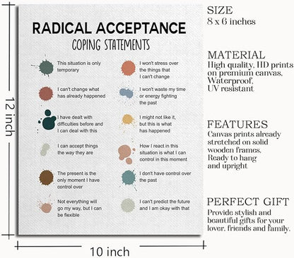 Mental Health Décor, Mental Health Wall Art, Mental Health Posters, School Counselor Supplies, Canvas Wall Art, DBT Poster, Therapist Office Decor, Radical Acceptance Canvas Poster 10x12 inch
