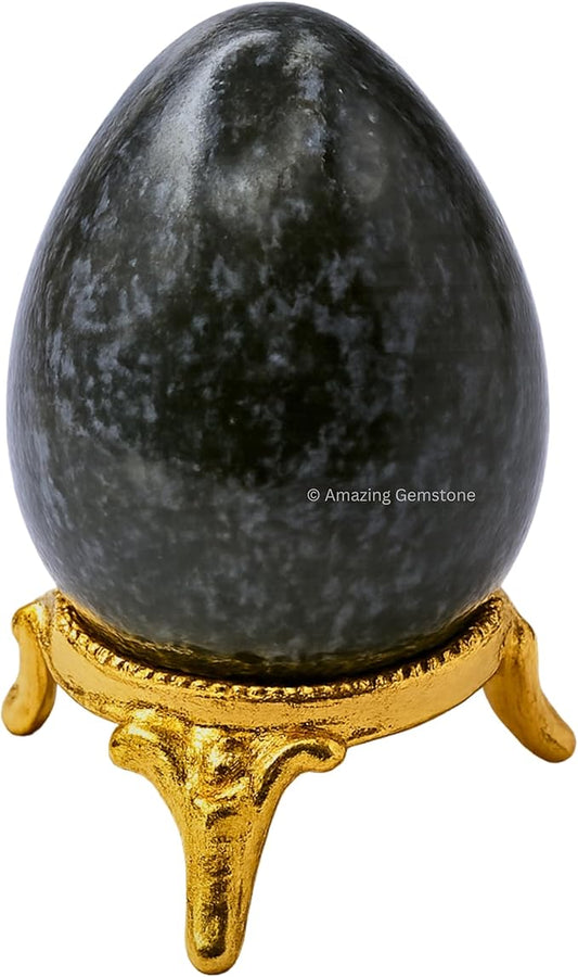 Amazing Gemstone Indigo Gabbro Crystal Yoni Egg, 2 Inches - Premium Crystals and Healing Stones Yoni Egg for Pelvic Floor Health, Natural Healing Crystal Eggs for Meditation and Stress Relief