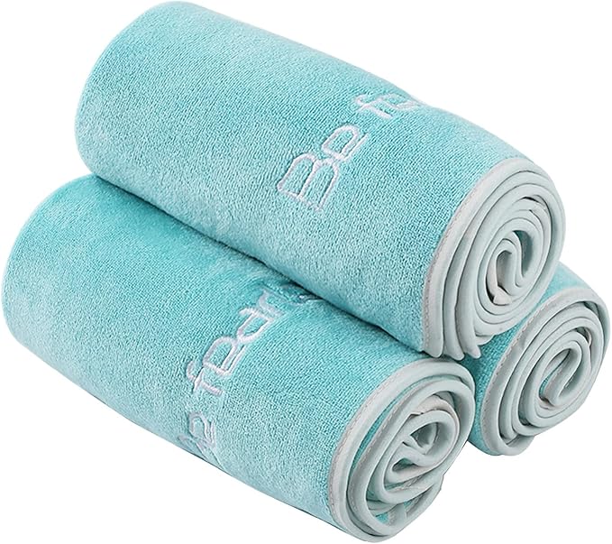 Microfiber Gym Towels Bigger Size Super Soft for Exercise Fitness, Sports, Workout, 380-GSM 15-Inch x 31-Inch Quick-Drying Towels (3 Pack, Green)