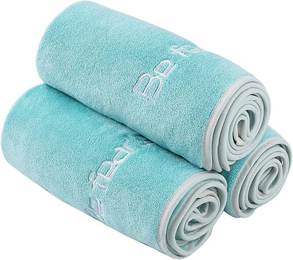 Microfiber Gym Towels Bigger Size Super Soft for Exercise Fitness, Sports, Workout, 380-GSM 15-Inch x 31-Inch Quick-Drying Towels (3 Pack, Green)