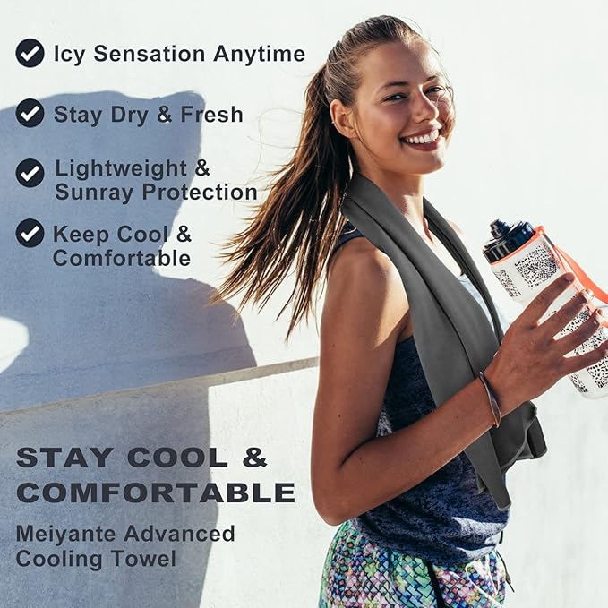 Cooling Towel 43.3" x 15.7" - Ice Sweat Towel for Neck & Face - Quick Cool Down Wrap for Summer Heat, Gym, Running, Golf, Yoga & Sports