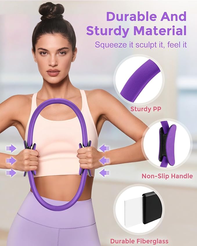 Pilates Essentials Kit for Women, 14-Inch Magic Circle Home Pilates Equipment with Pilates Ring and Ball Set, 5 Resistance Bands & Accessories for Home Workouts Beginners Essentials Starter Set