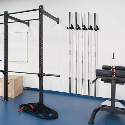 Olympic Barbell Hanger,Garage Gym Bar Wall Rack,Vertical Barbell Mount Rack,Single Barbell Holder Wall Mount,Space Saving Commercial or Home Gym Accessory,Holds 33mm Bar (1 hook black)