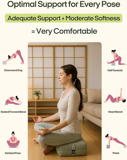 Zonli Yoga Bolster Pillow for Meditation & Restorative Yoga - Rectangular Support Cushion with Removable Cotton Cover & Carry Handle, 26"x11"x7"