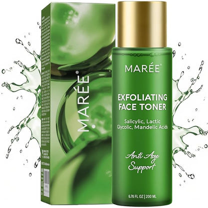 MAREE Exfoliating Toner with Salicylic Acid – AHA BHA Face Exfoliant & Pore Cleaner – BHA Liquid Exfoliant for Sebum & Dead Skin Care Remover – Face Exfoliator – Acido Salicilico Exfoliante Facial