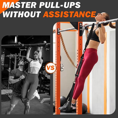 Pull Up Assistance Bands 50-350lbs, Heavy Duty Pull Up Workout Band with Feet Rest, Resistance Band for Pull Up Bar Bands, Pull Up Assist Band Strength Training Workout Equipment, Height Adjustable
