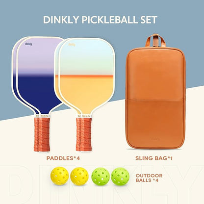 Pickleball Paddles Set of 2/4- USAPA Approved Graphite/Fiberglass Pickleball Racket, 2 Pickleball Rackets, 4 Balls and 1 Portable Carry Bag, Aesthetic Pickle Ball Set for Men Women Beginners