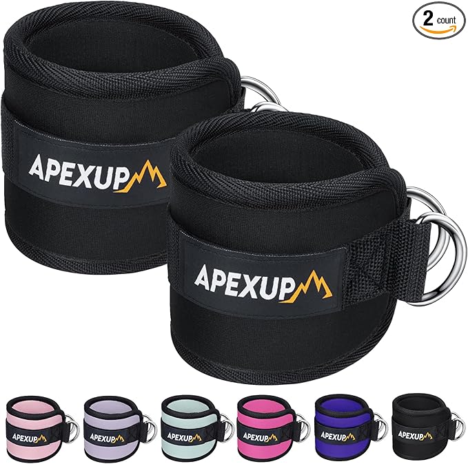 APEXUP Ankle Strap for Cable Machine, Ankle Resistance Bands, Cable Kick Back Straps for Gym, Glute Workouts, Leg Extensions, Adjustable Straps with Neoprene Padding
