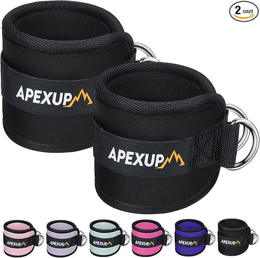 APEXUP Ankle Strap for Cable Machine, Ankle Resistance Bands, Cable Kick Back Straps for Gym, Glute Workouts, Leg Extensions, Adjustable Straps with Neoprene Padding