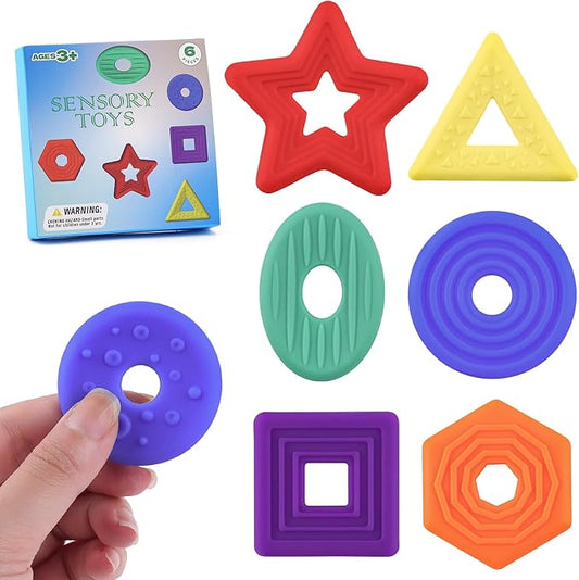 Sensory Fidget Toys Worry Stones for Kids Teens Adults Calming, Quiet Fidgets Toy for Anxiety and Stress for Classroom Student Prizes (6 Pack)