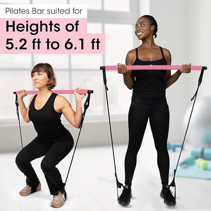 Pilates Bar Kit for Home Workouts | Portable Home Pilates Kit Set for Women & Men | Workout Bar for Legs, Hip, Waist and Arm | Includes Pilates Socks, 30-Day Challenge & Meal Plan