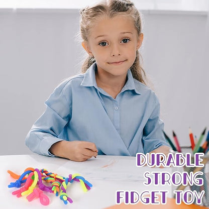 64 Pcs Stretchy String Fidget Toys , Stress Relief Kits for Kids and Adults,Gifts for Birthday Party Favors, Christmas Stocking Stuffers, School Classroom Rewards（Assorted Forms and Colors）