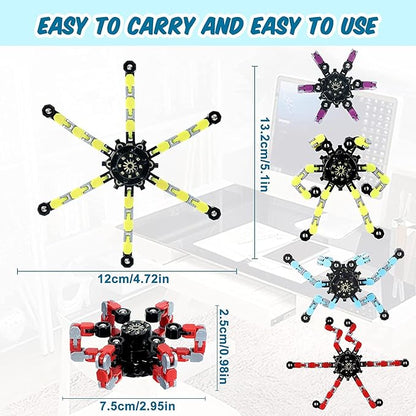 10pcs Random Fidget Spinners,DIY Deformable Robot Fingertip Toys,Decompression Spinner,Deformable Creative Mechanical Gyro Toys,Stress Relief Mechanical Chain Toy for Kids Adults，Party Supplies