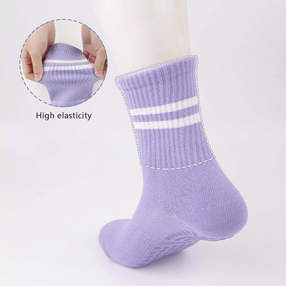 DTWAWA Womens 4Pcs Pilates Grip Socks Non Slip Yoga Socks with Grips Barre Hospital Athletic Socks for Women