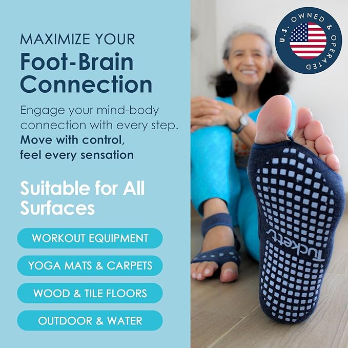 Tucketts Toeless Pilates Socks with Grips for Women, Non-Slip Yoga & Barre Socks for Stability & Barefoot Workouts, Size 6-13