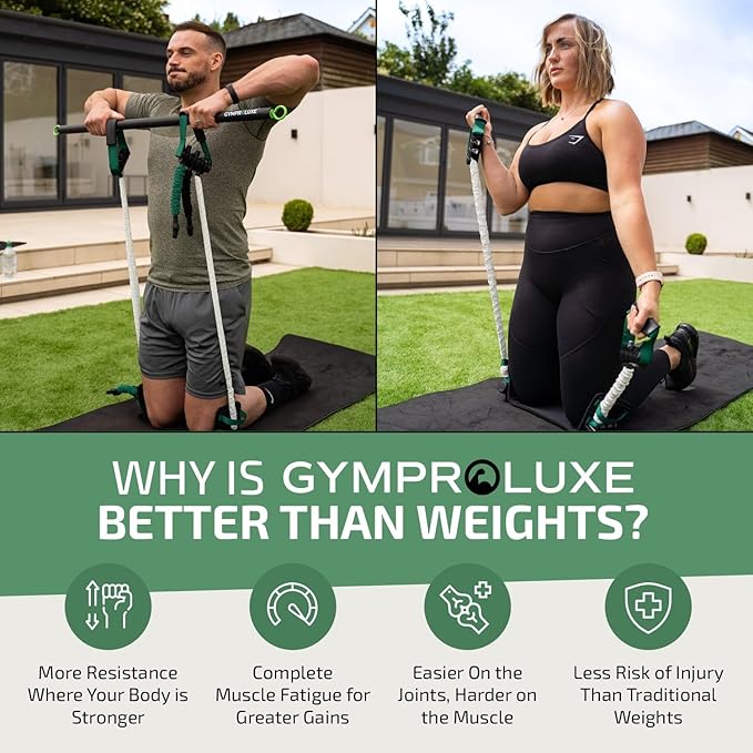 Portable Gym - Resistance Exercise Band Set - 200LBS Resistance Bands for Men & Women - Multi Gym Fitness Equipment & Pilates Bar for Home Workout