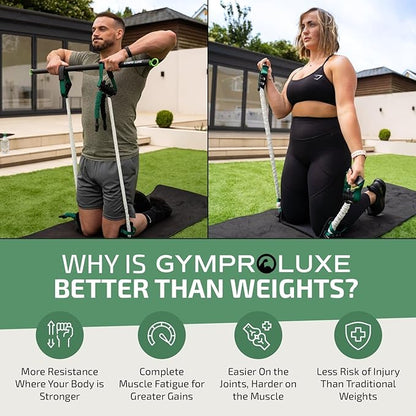 Portable Gym - Resistance Exercise Band Set - 200LBS Resistance Bands for Men & Women - Multi Gym Fitness Equipment & Pilates Bar for Home Workout
