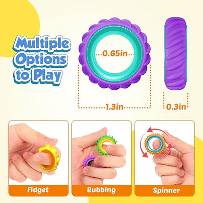 Fidget Toys Party Favors for Kids: 50 Pack Spinner Rings Bulk - Treasure Box Stress Toys for Teacher Classroom Prizes - Fun Goodie Bags Stuffers for Birthday Party Gifts Boys Girls