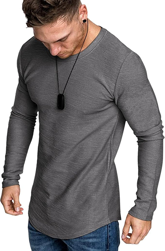 COOFANDY Men 2 Pack Muscle Fitted T Shirt Gym Workout Athletic Long Sleeves Tee