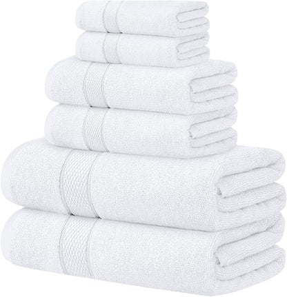 Oakias Premium 6 Piece Towel Set – 600 GSM – 2 Bath Towels, 2 Hand/Hair Towels, and 2 Washcloths – 100% Ring-Spun Cotton, Highly Absorbent & Super Soft – Towels for Bathroom, Hotels, Spa & Gym