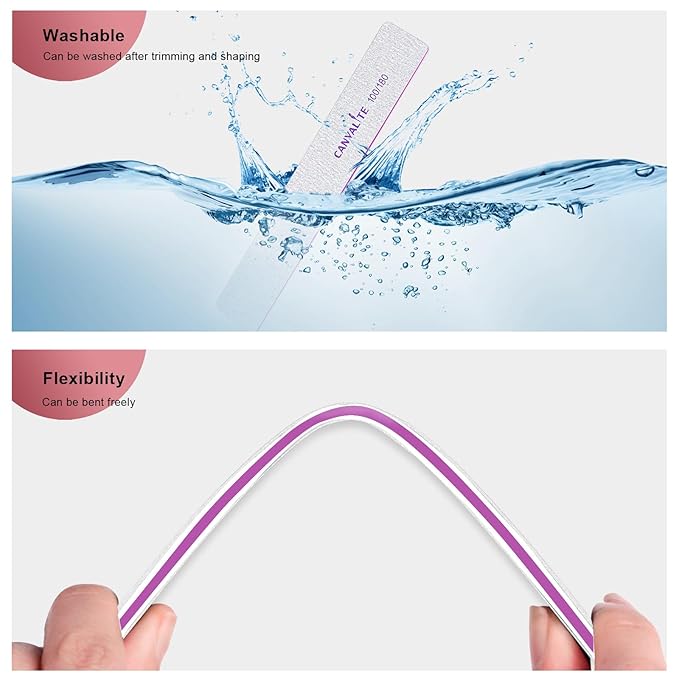Canvalite 25 PCS Nail File Professional Nail Files Reusable Double Sided Emery Board(80/80 Grit) Nail Styling Tools for Home and Salon Use