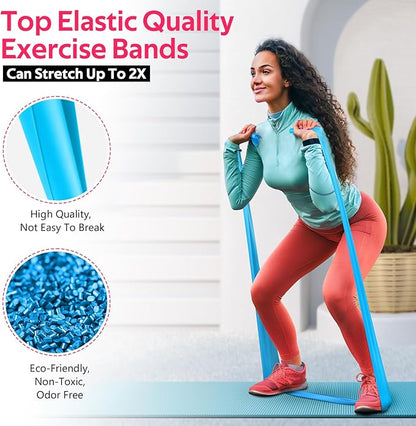 Resistance Bands for Working Out, Exercise Bands for Physical Therapy, Stretch, Recovery, Pilates, Rehab, Strength Training and Yoga Starter Set