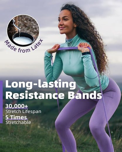 Pull Up Bands, Fitense Resistance Bands Set with Door Anchor, Stretching Assist Band, Portable Exercise, Muscle Training, Physical Therapy, Exercise Workout Bands for Working Out for Women