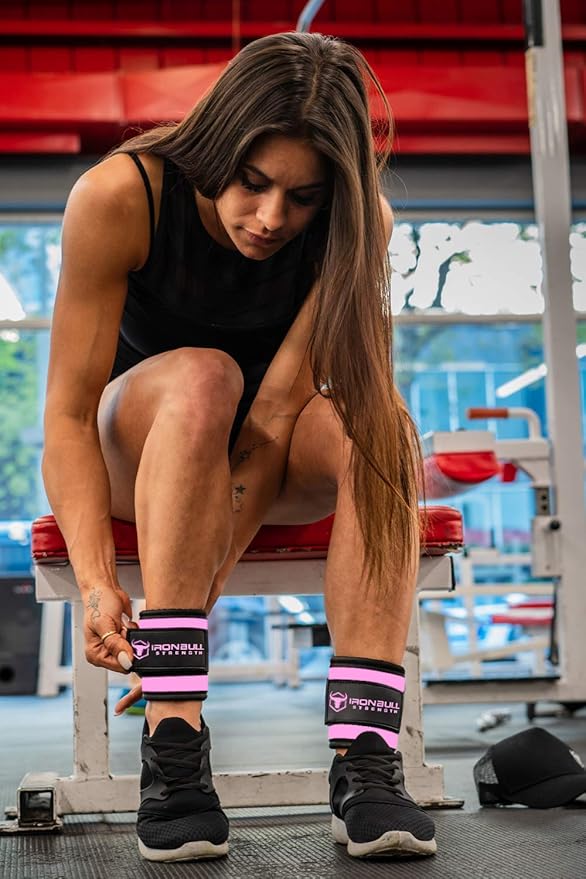 Iron Bull Strength Ankle Straps for Cable Machines (Pair) - Double D-Ring Attachment, Fully Adjustable, Breathable Comfort Neoprene - for Legs, Glutes, Abs and HIPS Workouts - Fits Women & Men