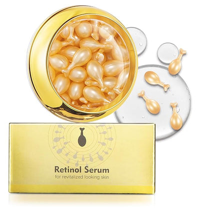 Retinol Serum for Face Anti-Aging Wrinkle with Ceramide - Anti-Aging Night Serum Capsules for Face Firming and lift, Light-weight & Hydrating Care, Travel Friendly | 30 Capsules