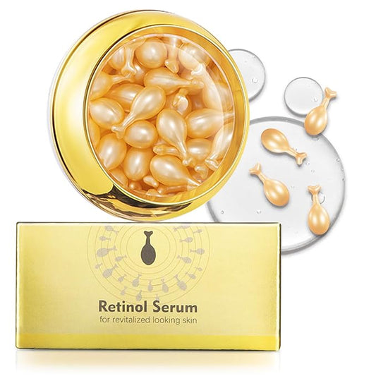 Retinol Serum for Face Anti-Aging Wrinkle with Ceramide - Anti-Aging Night Serum Capsules for Face Firming and lift, Light-weight & Hydrating Care, Travel Friendly | 30 Capsules