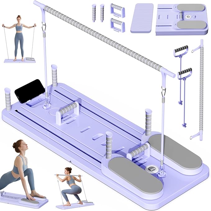 Pilates Board - Versatile Foldable Pilates Reformer Set at Home, Multi-Purpose Sliding Board for Pilates Workouts