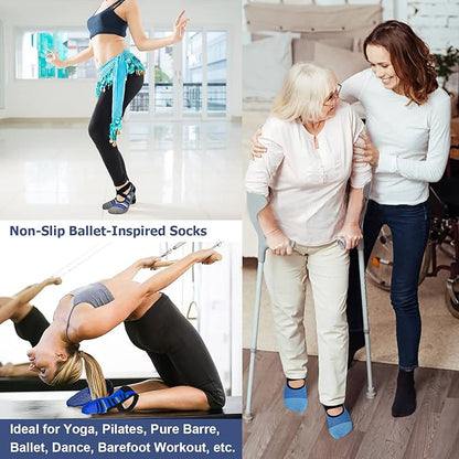 Ozaiic Yoga Socks for Women Non-Slip Grips & Straps, Ideal for Pilates, Pure Barre, Ballet, Dance, Barefoot Workout