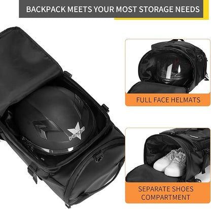 Gym Duffle Bag with Shoe Compartment,4 ways Travel Backpack for Women and Men, Multi-Functional Weekender Backpack with Waterproof for Fitness, Travel, Camping motorcycle helmet bag