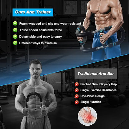 Arm Exerciser, Adjustable Spring Workout Bar, Forearm Triceps Chest Enhanced Exercise Strengthener, Portable Home Fitness Equipment