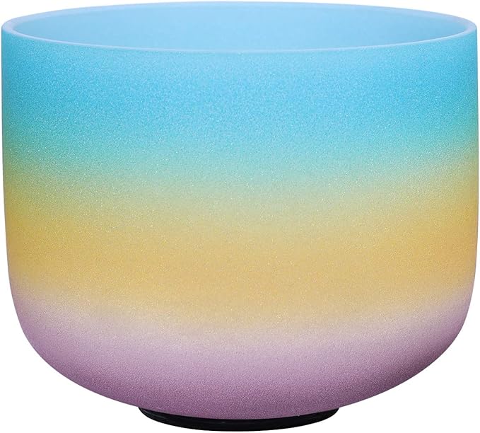 ENERGYSOUND 440Hz G Note Throat Chakra,Rainbow Color Frosted Quartz Crystal Singing Bowl,Sound Bowl 8 inch,Mallet & O-ring Included
