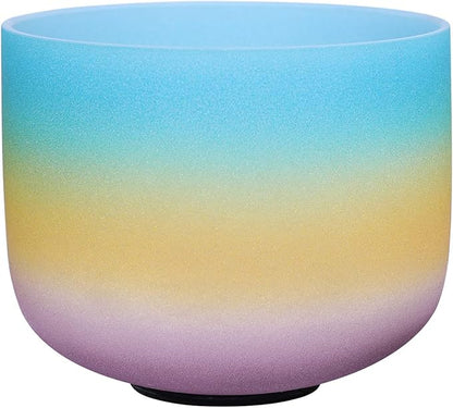ENERGYSOUND 440Hz G Note Throat Chakra,Rainbow Color Frosted Quartz Crystal Singing Bowl,Sound Bowl 8 inch,Mallet & O-ring Included
