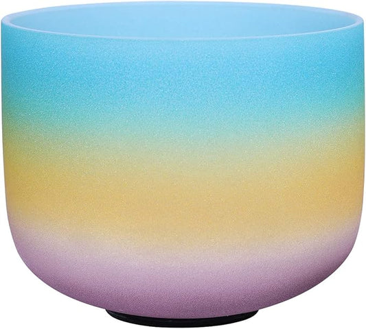 ENERGYSOUND 440Hz G Note Throat Chakra,Rainbow Color Frosted Quartz Crystal Singing Bowl,Sound Bowl 8 inch,Mallet & O-ring Included