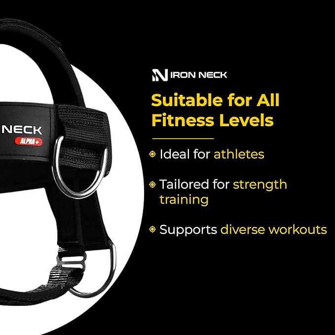 Iron Neck, Versatile Neck Exerciser, Strengthener and Trainer with Adjustable Head and Chin Strap, Portable Head Harness for Weight Lifting, Home and Gym Use