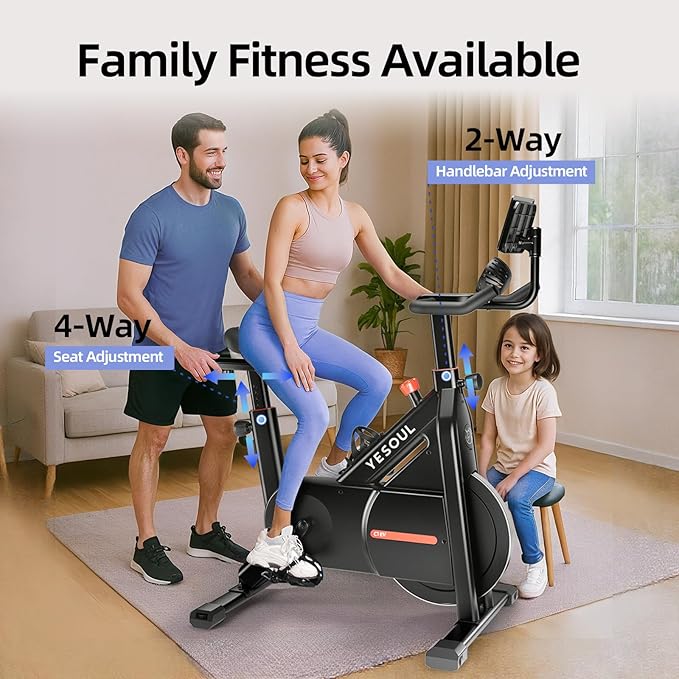 YESOUL Exercise Bike with Exclusive Smart App, Adjustable Magnetic Resistance & 300lbs Capacity, Indoor Stationary Cycling Bike with Stable Triangle Frame, Scenic Rides & Live Classes for Home Workouts