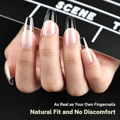JODSONE Short Straight Nails Tips Full Cover Soft Gel Nail Tips for Professional Pre-shaped Straight Shape False Nail Half Matte Fake Nail 10 Sizes 240PCS