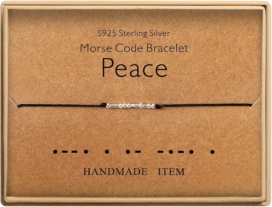 KGBNCIE Morse Code Bracelet for Women Sterling Silver Beads on Silk Cord Secret Message Fuck Friendship Inspirational Encouragement Bracelet Gift for Her
