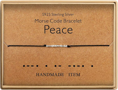 KGBNCIE Morse Code Bracelet for Women Sterling Silver Beads on Silk Cord Secret Message Fuck Friendship Inspirational Encouragement Bracelet Gift for Her