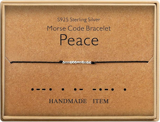 KGBNCIE Morse Code Bracelet for Women Sterling Silver Beads on Silk Cord Secret Message Fuck Friendship Inspirational Encouragement Bracelet Gift for Her